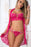 3pc Laced Lingerie Set and Cover-Up Slip - One Size - Berry Kiss