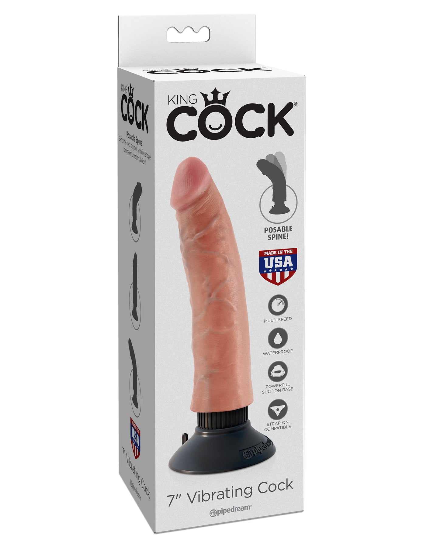 King Cock 7-Inch Vibrating Cock - Light