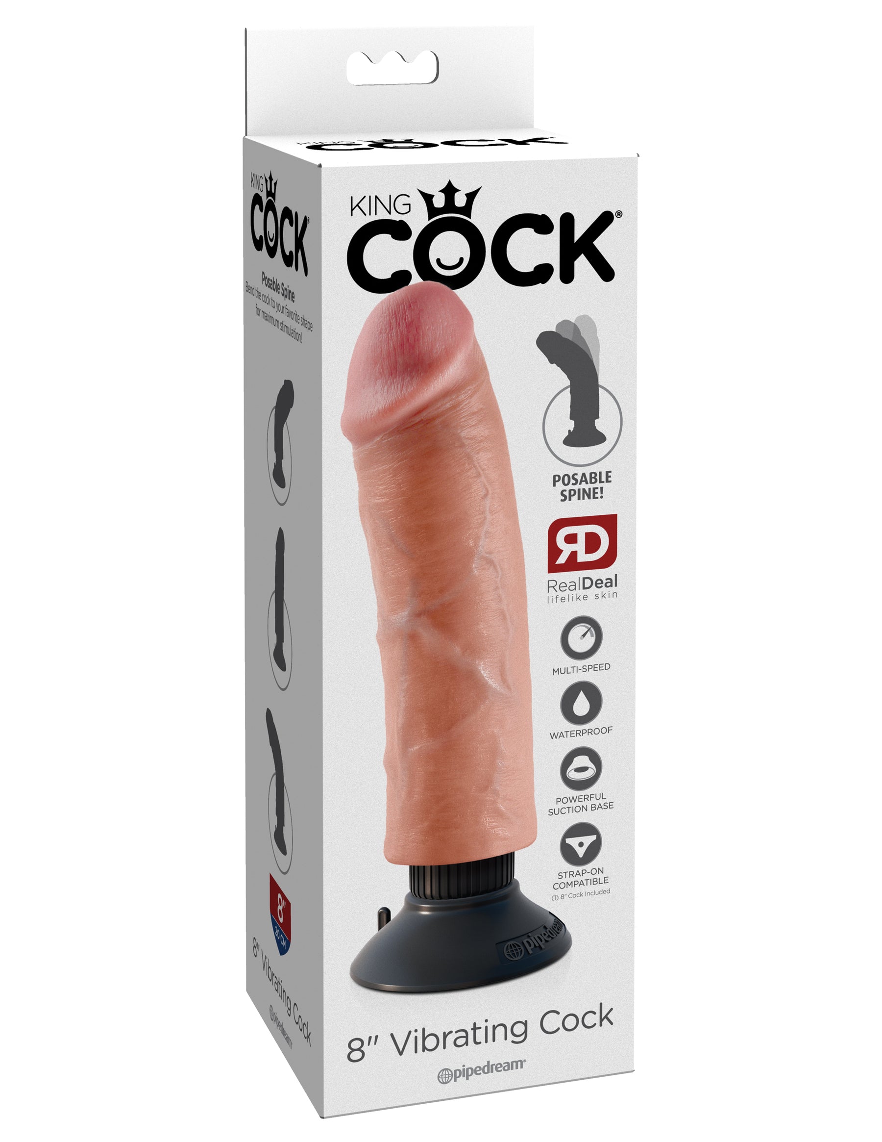 King Cock 8-Inch Vibrating Cock - Light