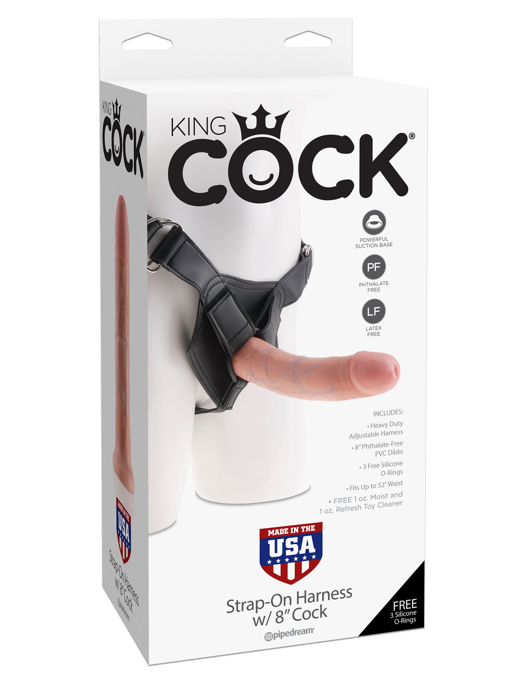 King Cock Strap on Harness With 8 Inch Cock - Flesh