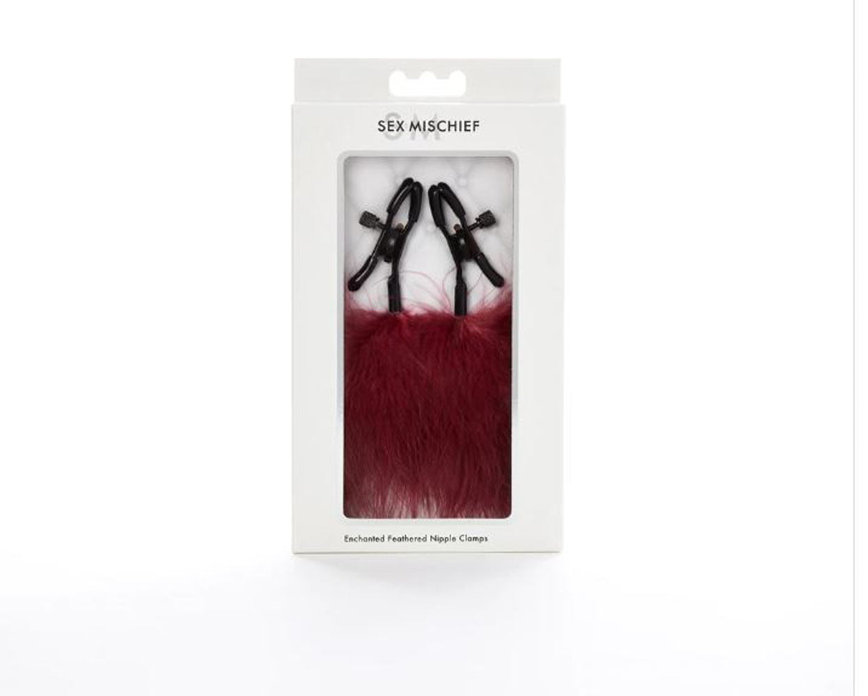 Sex and Mischief Enchanted Feather Nipple Clamps - Burgundy